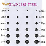 Solid Steel Ball Earrings Set Stainless Steel Ear Piercing Stud Jewelry