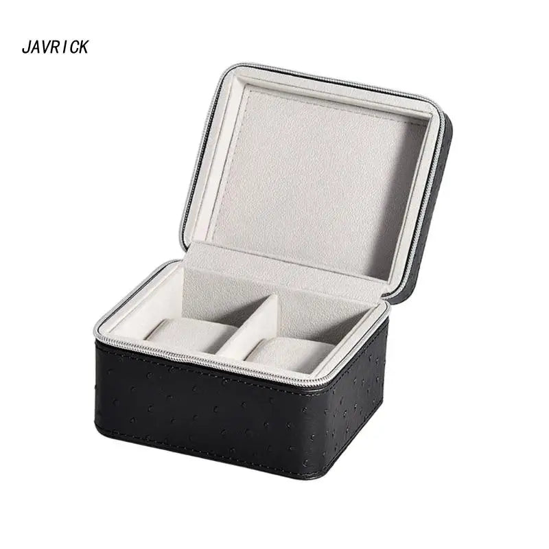 Portable Leather Watch Case Organizer with Zip Pillow