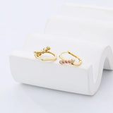 925 Sterling Silver Oval U-shape Zircon 18k Pendant Earrings