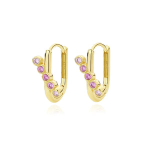 925 Sterling Silver Oval U-shape Zircon 18k Pendant Earrings