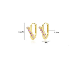 925 Sterling Silver Oval U-shape Zircon 18k Pendant Earrings