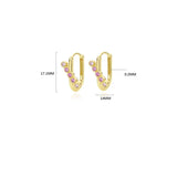 925 Sterling Silver Oval U-shape Zircon 18k Pendant Earrings