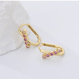 925 Sterling Silver Oval U-shape Zircon 18k Pendant Earrings