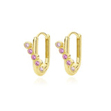 925 Sterling Silver Oval U-shape Zircon 18k Pendant Earrings