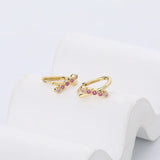 925 Sterling Silver Oval U-shape Zircon 18k Pendant Earrings