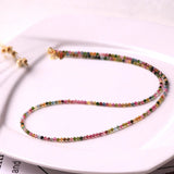 2.8mm Tourmaline Beads Choker Necklace Handmade Natural Stone Jewelry