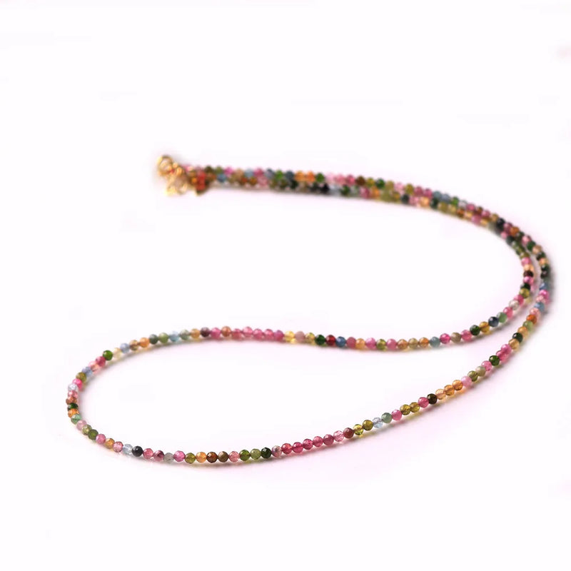 2.8mm Tourmaline Beads Choker Necklace Handmade Natural Stone Jewelry