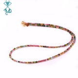 2.8mm Tourmaline Beads Choker Necklace Handmade Natural Stone Jewelry
