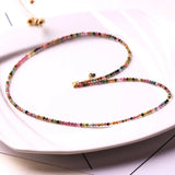 2.8mm Tourmaline Beads Choker Necklace Handmade Natural Stone Jewelry