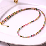 2.8mm Tourmaline Beads Choker Necklace Handmade Natural Stone Jewelry