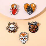 Punk Gothic Enamel Pins Set Skull Witch Brooch Halloween Badges Jewelry Kids