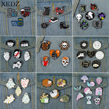 Punk Gothic Enamel Pins Set Skull Witch Brooch Halloween Badges Jewelry Kids