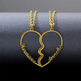 2 Heart Couple Necklaces Engraving Name Love Friendship