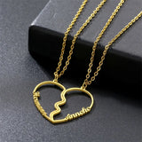 2 Heart Couple Necklaces Engraving Name Love Friendship