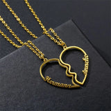 2 Heart Couple Necklaces Engraving Name Love Friendship
