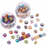 100PCS 14mm Mixed Acrylic European Beads Silver Tone Brass Double Cores