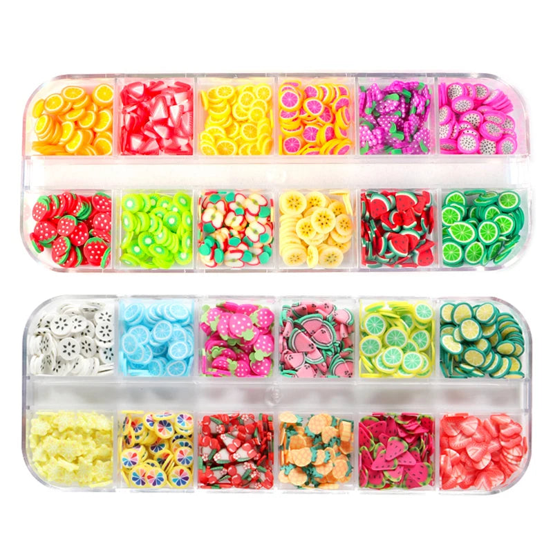 2 Boxes Fruits Polymer Clay Slices Slime Cherry Strawberry Watermelon Resin Jewe