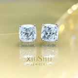 2-Carat Diamond Earrings Fat Square Earrings Accessories Europe America S925