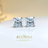2-Carat Diamond Earrings Fat Square Earrings Accessories Europe America S925