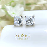 2-Carat Diamond Earrings Fat Square Earrings Accessories Europe America S925
