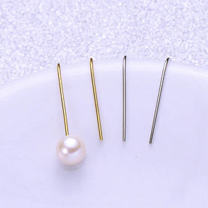Elegant Silver Pearl Drop Earrings Womens Jewelry