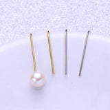 Elegant Silver Pearl Drop Earrings Womens Jewelry