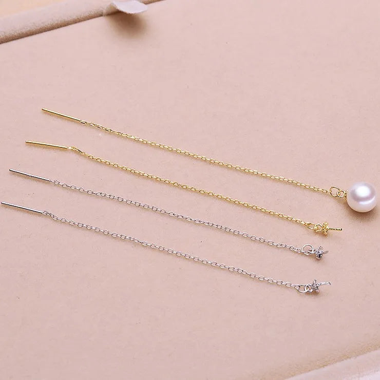 925 Silver Pearl Drop Earrings Findings Women's Accessories