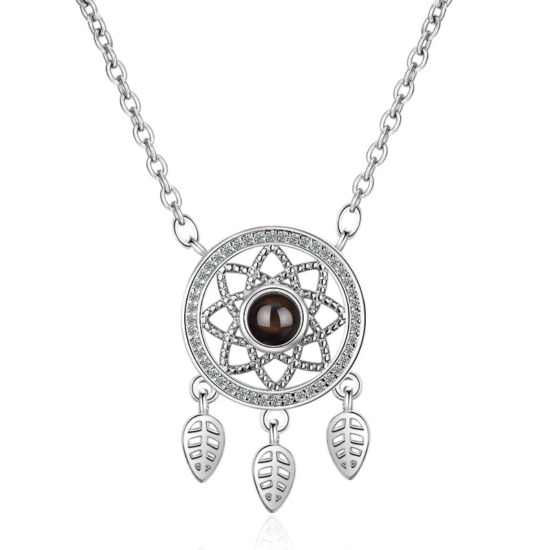 925 Silver Dream Catcher Feather Charm Necklace Love Meaningful Gift S-N421