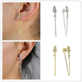 925 Silver Tassel Drop Earrings Cz Jewelry Women Wedding Gift
