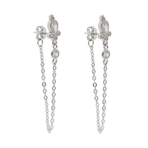 925 Silver Tassel Drop Earrings Cz Jewelry Women Wedding Gift