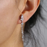 925 Silver Tassel Drop Earrings Cz Jewelry Women Wedding Gift