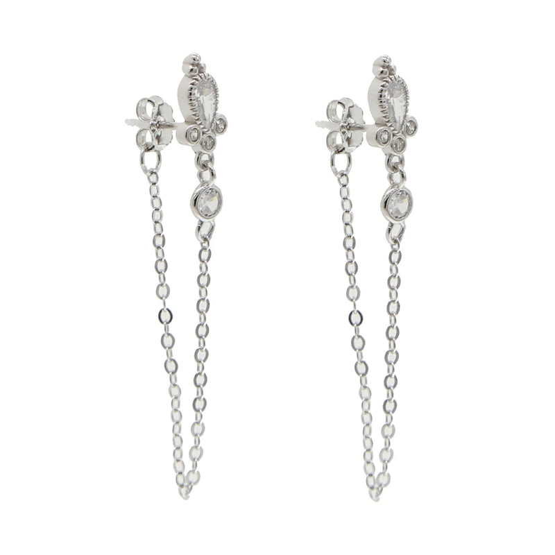 925 Silver Tassel Drop Earrings Cz Jewelry Women Wedding Gift