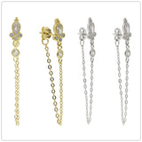 925 Silver Tassel Drop Earrings Cz Jewelry Women Wedding Gift
