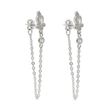 925 Silver Tassel Drop Earrings Cz Jewelry Women Wedding Gift