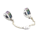 Heart Safety Chain for Charms Bracelets Silver 925 DIY Stone Beads