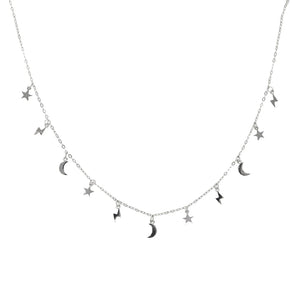 Boho Style Star Map Moon Pendant Necklaces 925 Sterling Silver Jewelry