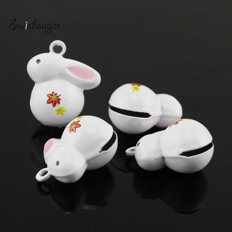 Enamel Rabbit Bell Charms Pendant Party Kids DIY Jewelry Accessories