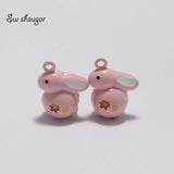 Enamel Rabbit Bell Charms Pendant Party Kids DIY Jewelry Accessories