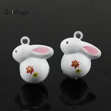 Enamel Rabbit Bell Charms Pendant Party Kids DIY Jewelry Accessories