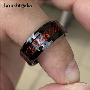 Opal/Celtics Dragon Inlay Tungsten Carbide Ring Wedding Band