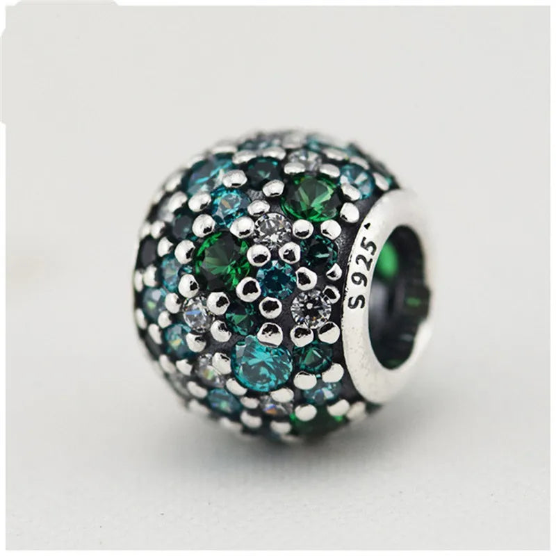 Green & CZ Ocean Mosaic Crystal Beads for Charms Bracelets