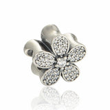 Rose Golden & Silver Daisy Flower Beads Clear CZ Silver 925 Jewelry Charms
