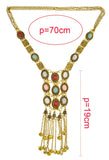 Vintage Long Chains Rhinestone Statement Necklaces Tassel Pendant Choker