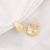 Metal Copper Teardrop Stud Clip Earrings, 2 Colors, Party Wedding Jewelry