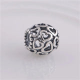 Hollow Hearts Beads for Jewelry Making Rose Golden & Silver 925 Jewelry Women