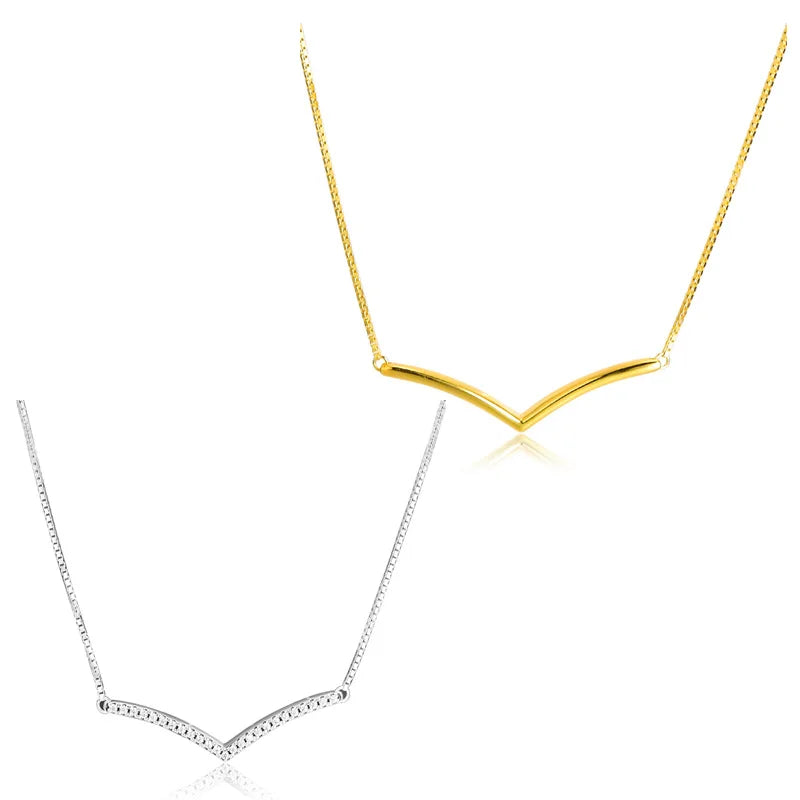 Shimmering Wish Collier Necklace: Golden Chain, 925 Silver Jewelry