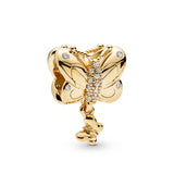 Fascino dorato perline 925 Argento Sterling