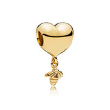 Fascino dorato perline 925 Argento Sterling