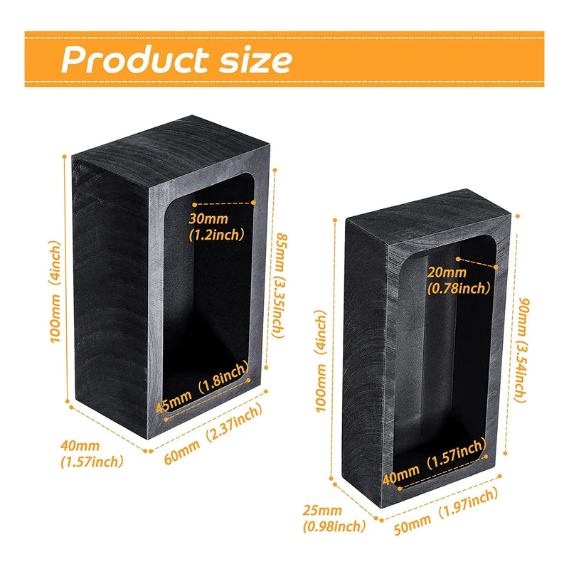 Graphite Ingot Molds 2 Pack for Silver Copper Aluminum Melting