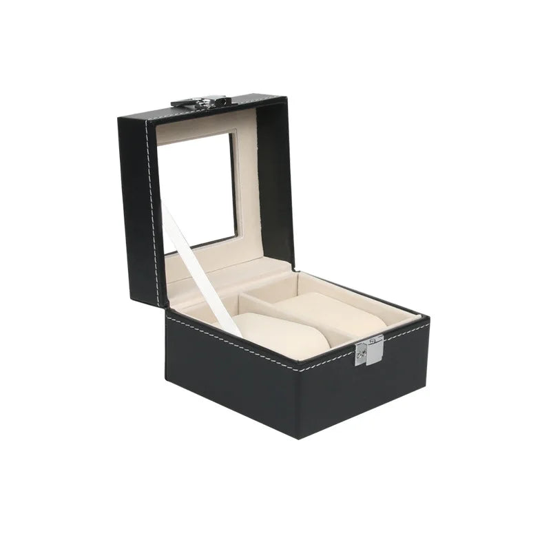 European Style Wood PU Leather Watch Box Jewelry Storage Organizer